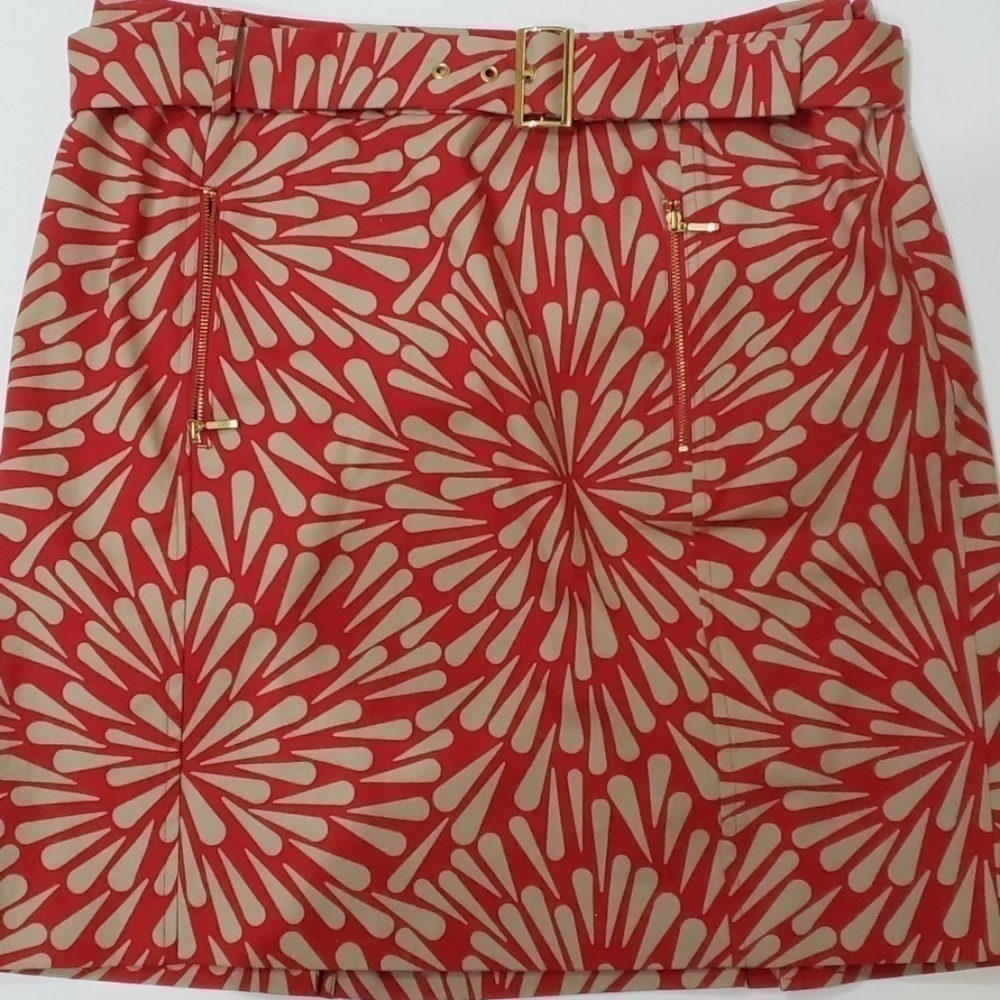 Talbots Petites Skirt Knee Length 12 Red&Tan NWOT
